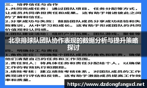 北京排球队团队协作表现的数据分析与提升策略探讨